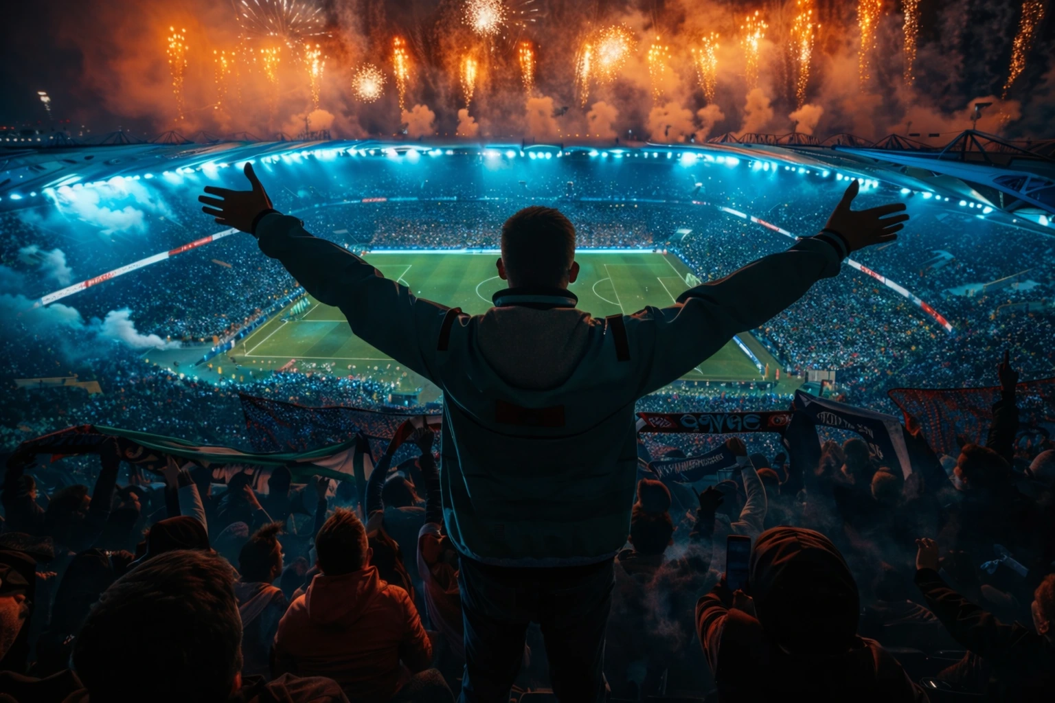 UEFA Şampiyonlar Ligi maç atmosferi gece stadyum